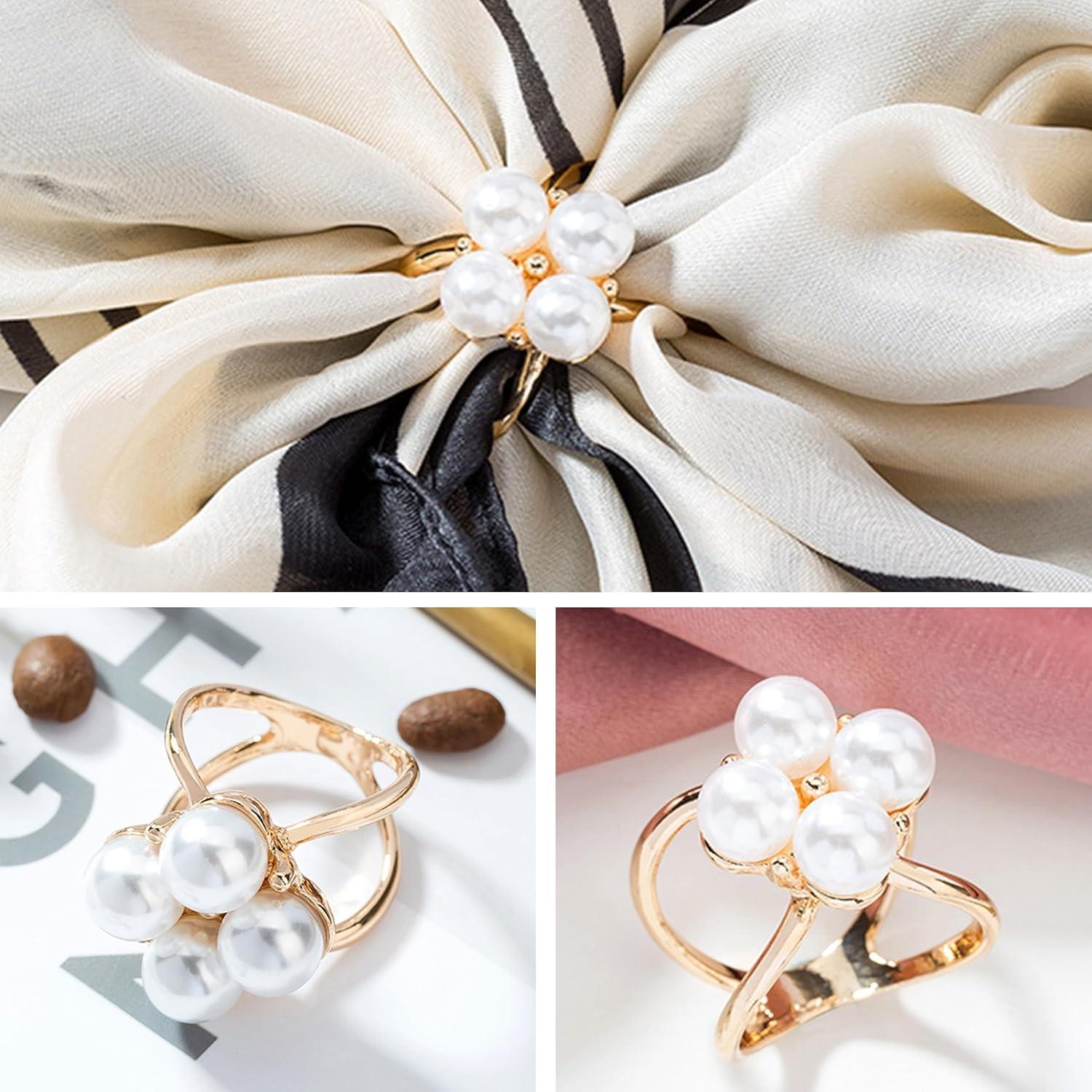 Anillo de Bufanda de Perla YANCHUN 4 Piezas para Mujeres