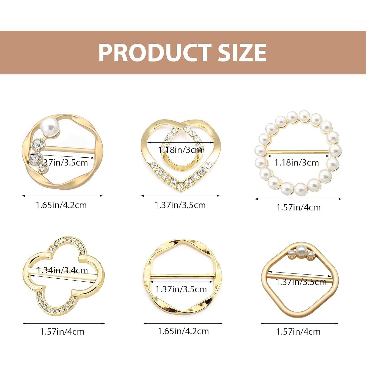 6 Clips de Bufanda de Seda con Perla y Rhinestone HEQXWL