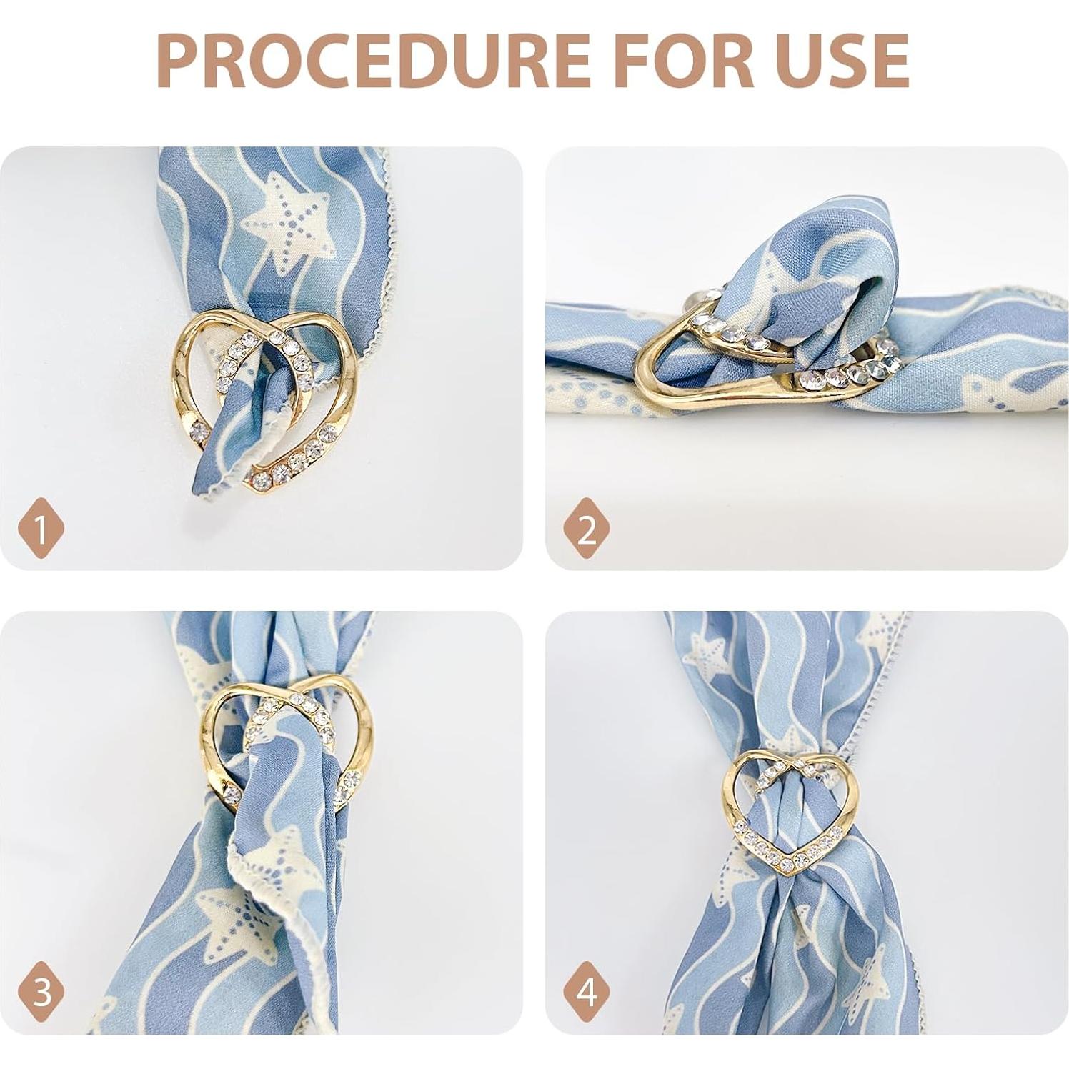 6 Clips de Bufanda de Seda con Perla y Rhinestone HEQXWL