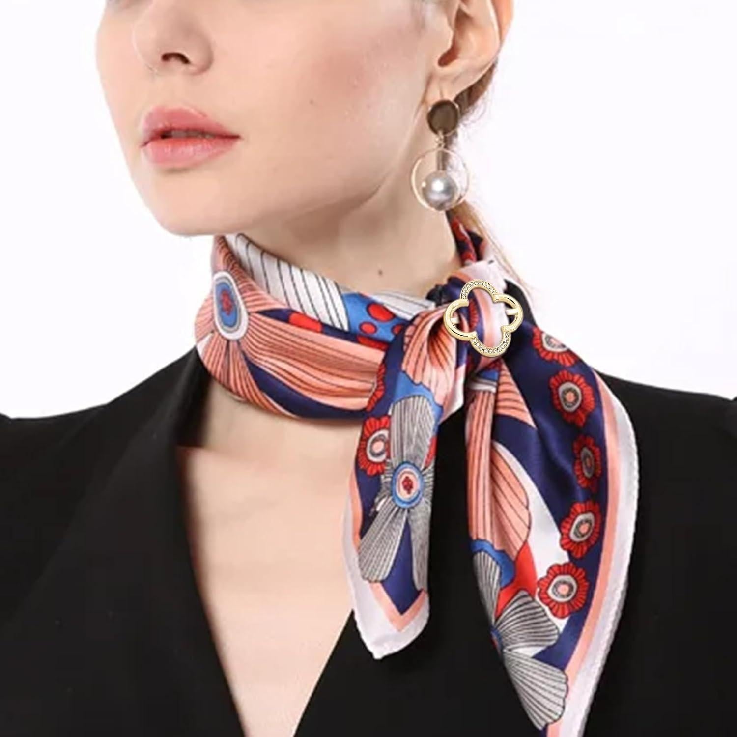 6 Clips de Bufanda de Seda con Perla y Rhinestone HEQXWL