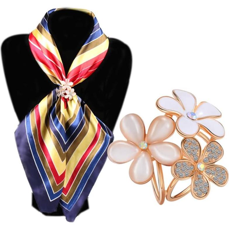 Anillos de Bufanda 6pcs 123Arts con Flor de Perla y Rhinestone