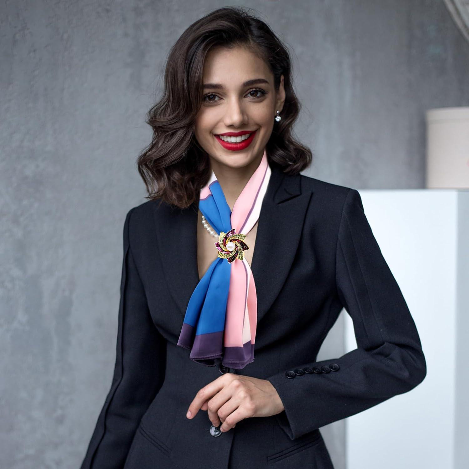 Clip de Bufanda Elegante Tijeyi 3 Piezas Perlas Doradas