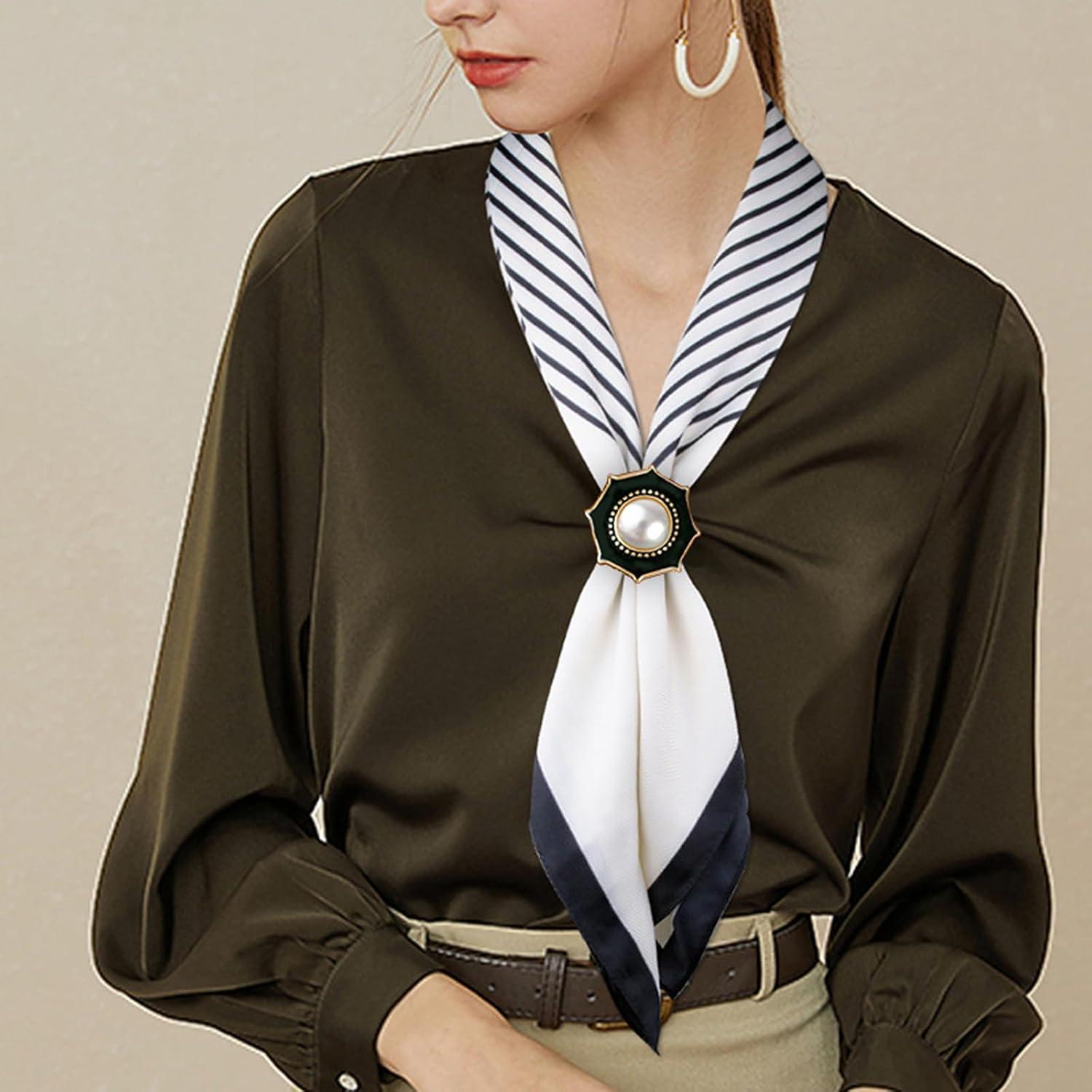 Clip de Bufanda Elegante Tijeyi 3 Piezas Perlas Doradas