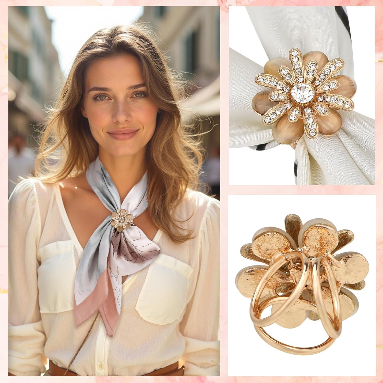 Anillos de Bufanda Elegantes Kilofly - 4 Piezas con Perlas y Cristales