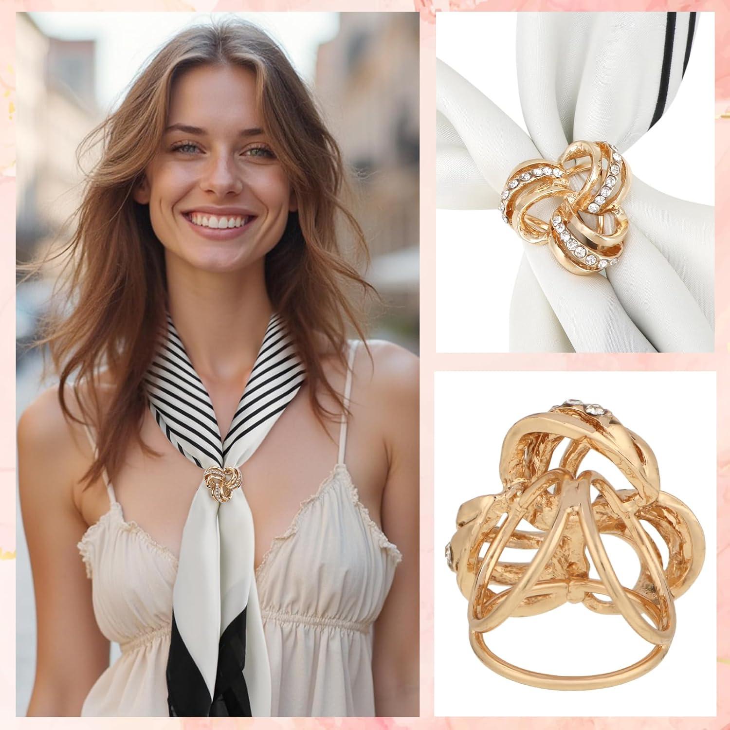 Anillos de Bufanda Elegantes Kilofly - 4 Piezas con Perlas y Cristales