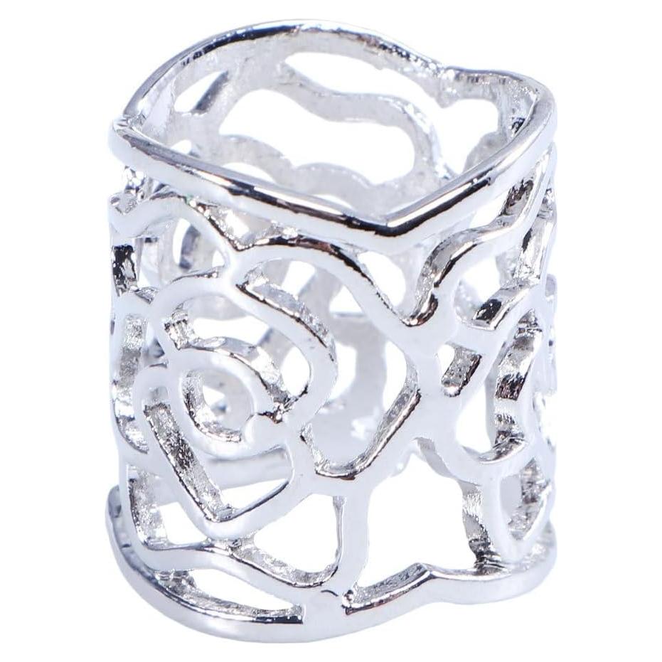 Anillo de Bufanda Rosa Hueca Rosenice Plata 2.7cm