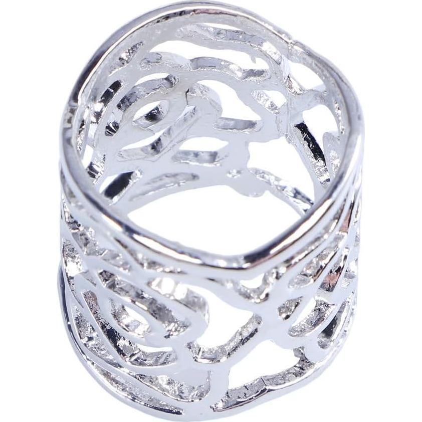 Anillo de Bufanda Rosa Hueca Rosenice Plata 2.7cm