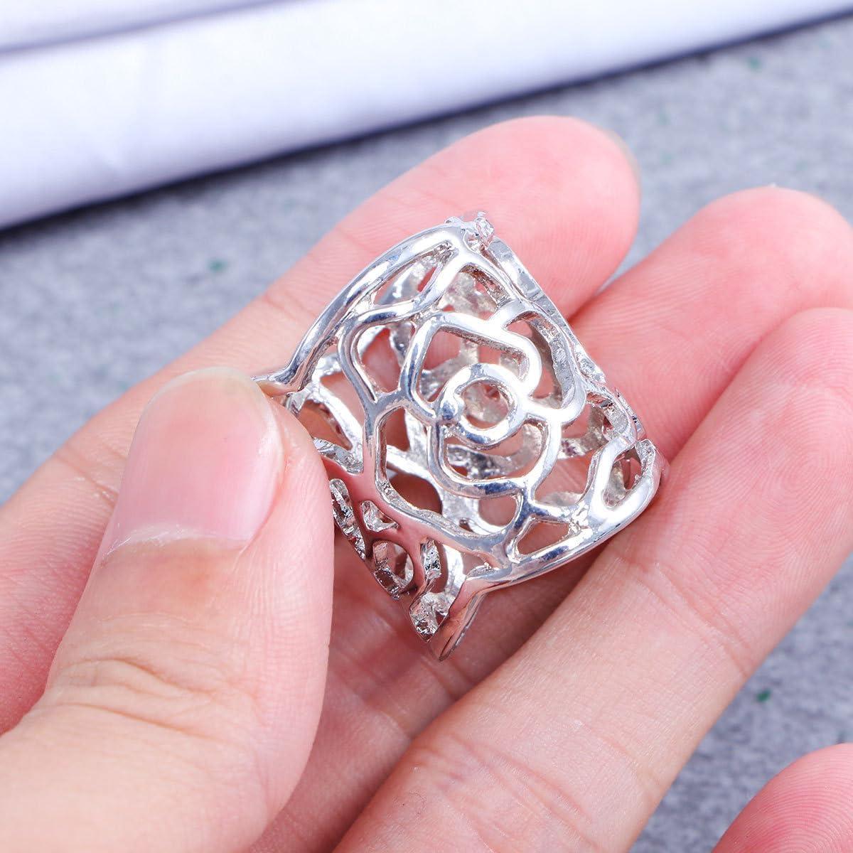 Anillo de Bufanda Rosa Hueca Rosenice Plata 2.7cm