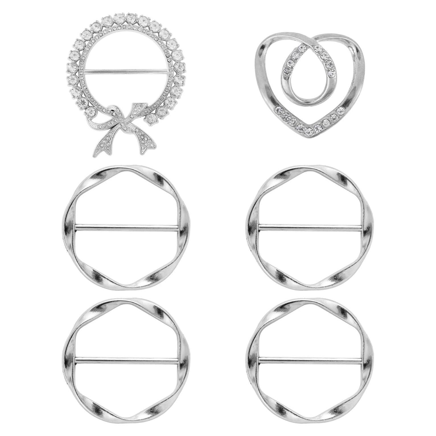 Set de 6 Clips de Anillo para Bufanda NQEUEPN en Plata