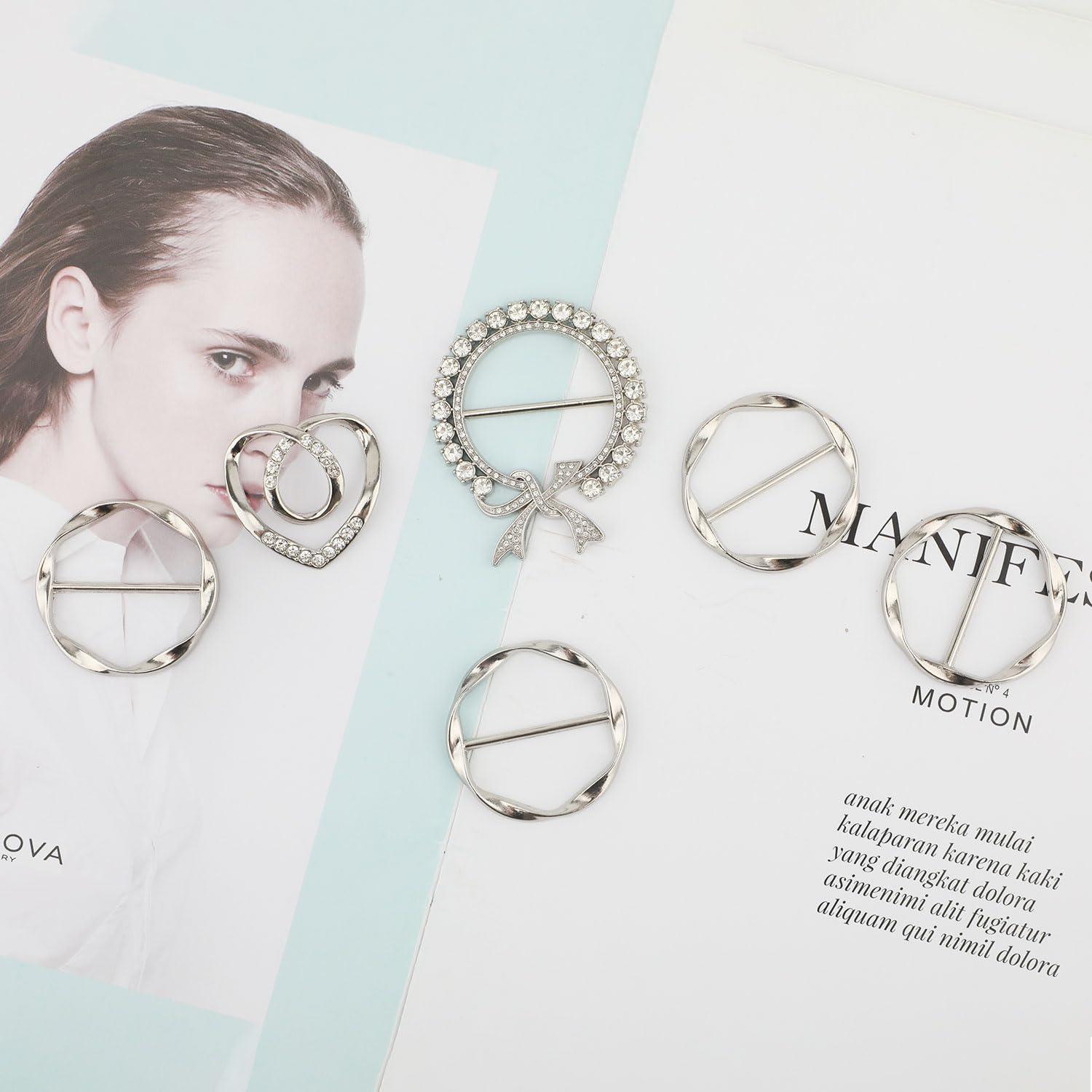 Set de 6 Clips de Anillo para Bufanda NQEUEPN en Plata