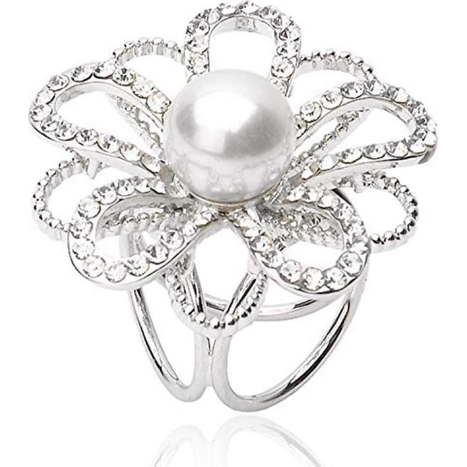 Anillos de Bufanda 6pcs 123Arts para Mujeres con Flor de Perla