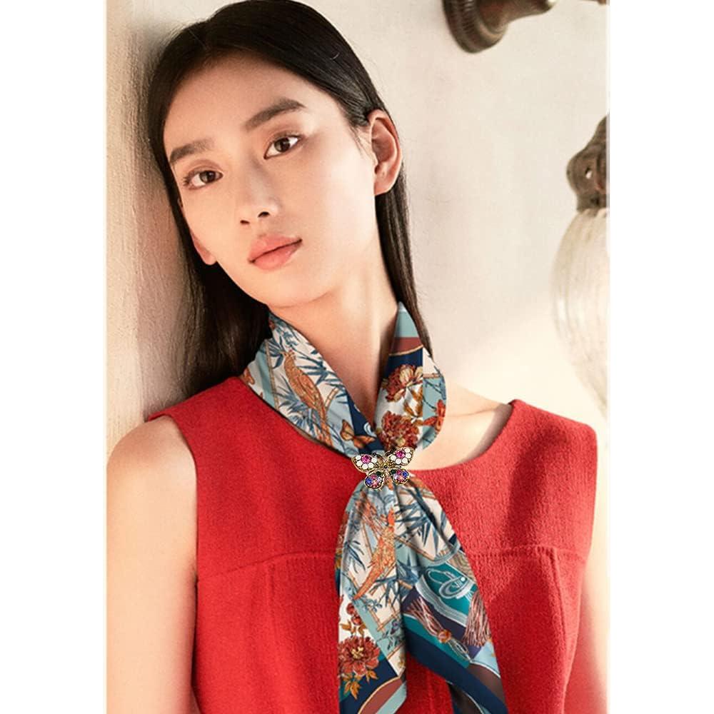 Clip de Bufanda de Seda Mariposa CZ NewZenro para Mujeres