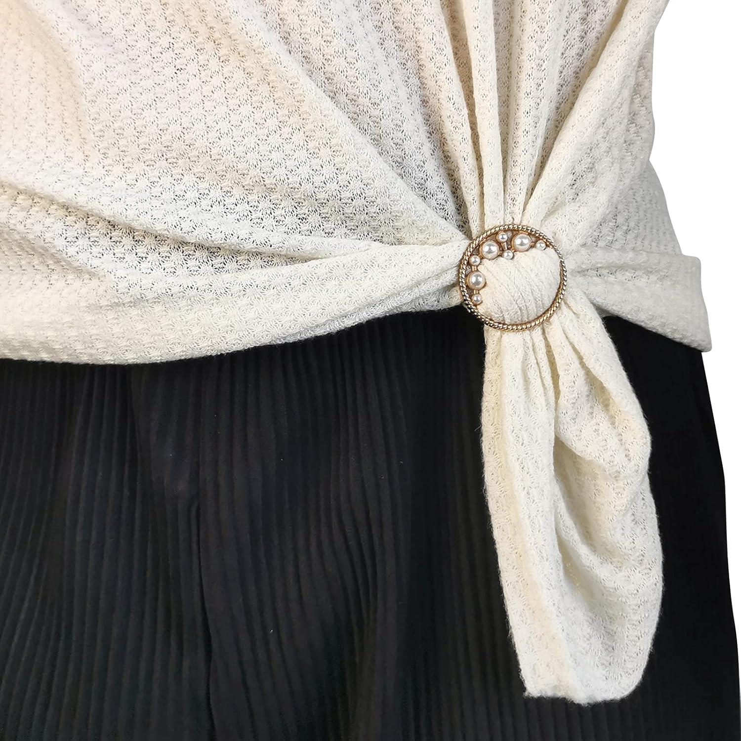 6 Clips de Bufanda de Seda Worutuk con Rhinestones - 3 Tamaños