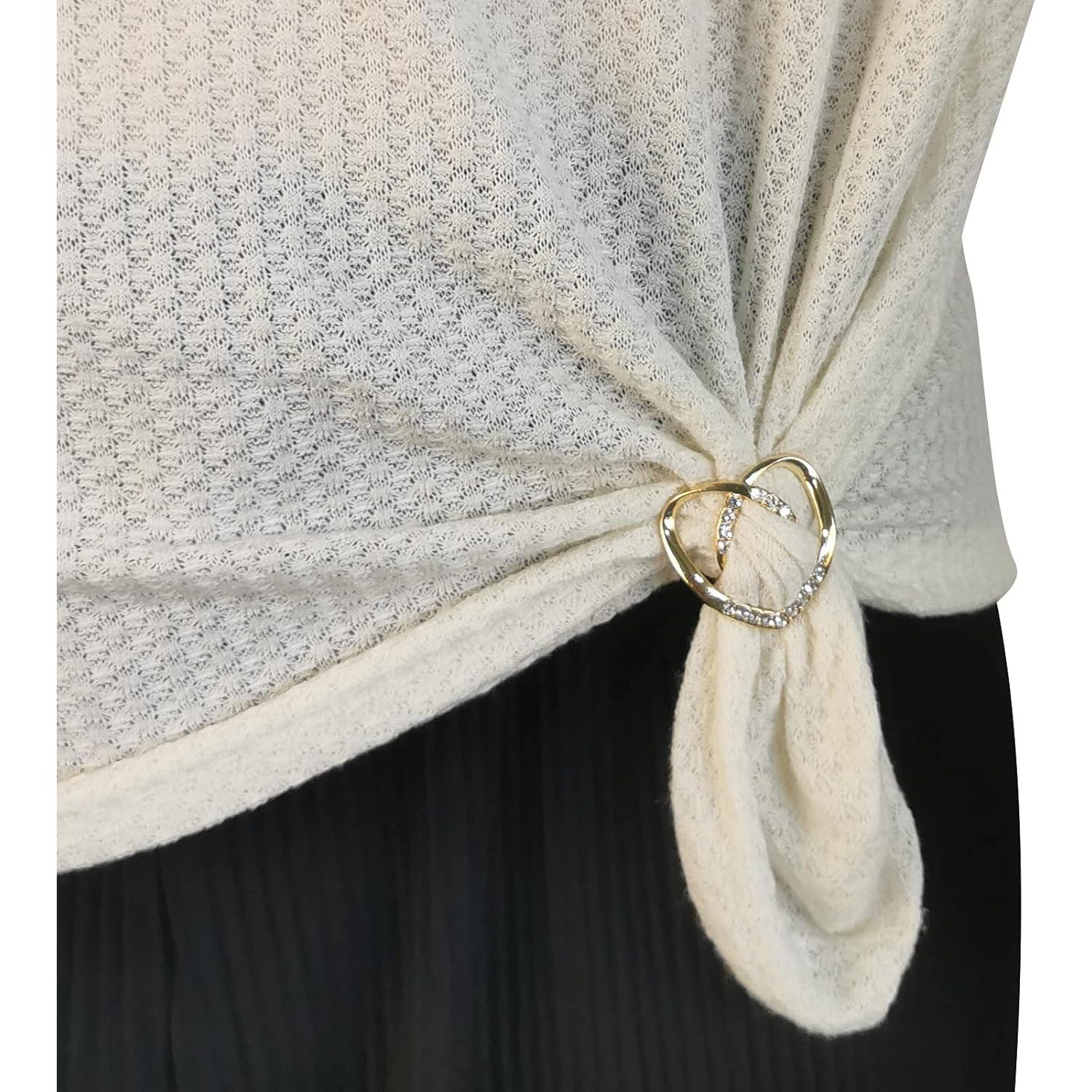 6 Clips de Bufanda de Seda Worutuk con Rhinestones - 3 Tamaños