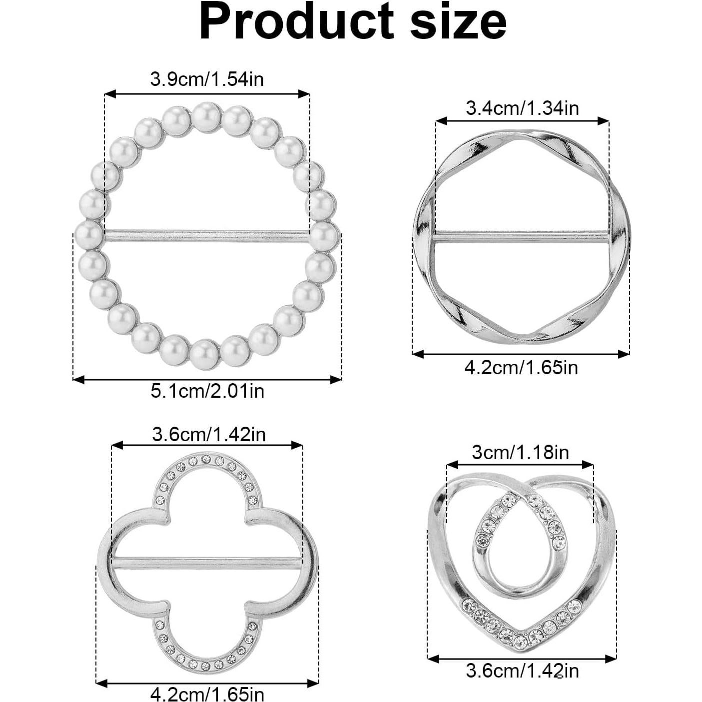 4 Clips de Anillo para Bufanda Mikovivi - Aleación de Zinc Plata