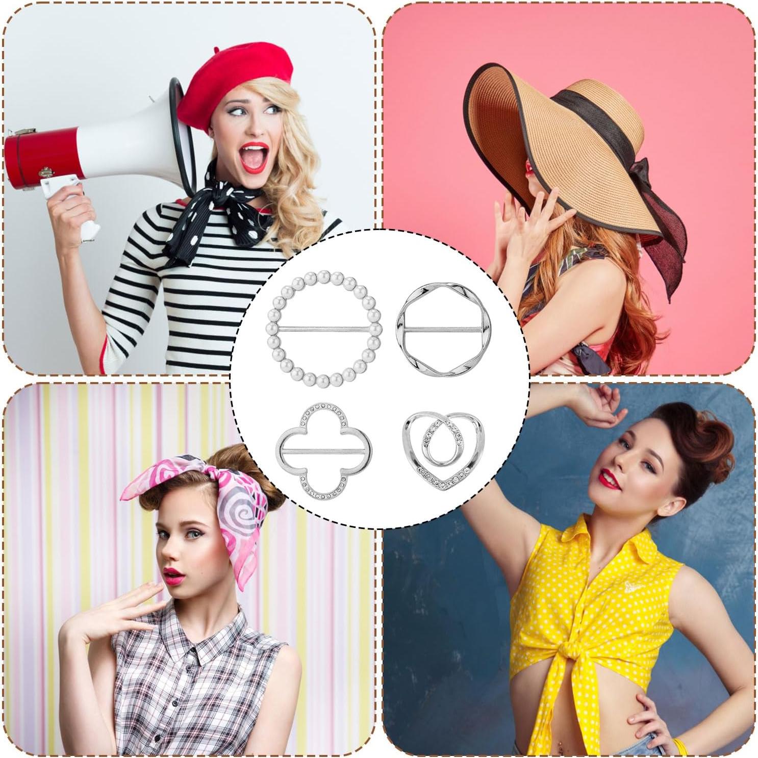 4 Clips de Anillo para Bufanda Mikovivi - Aleación de Zinc Plata