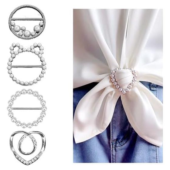 4 Clips de Camisa y Bufanda para Mujeres Decixde - Plata