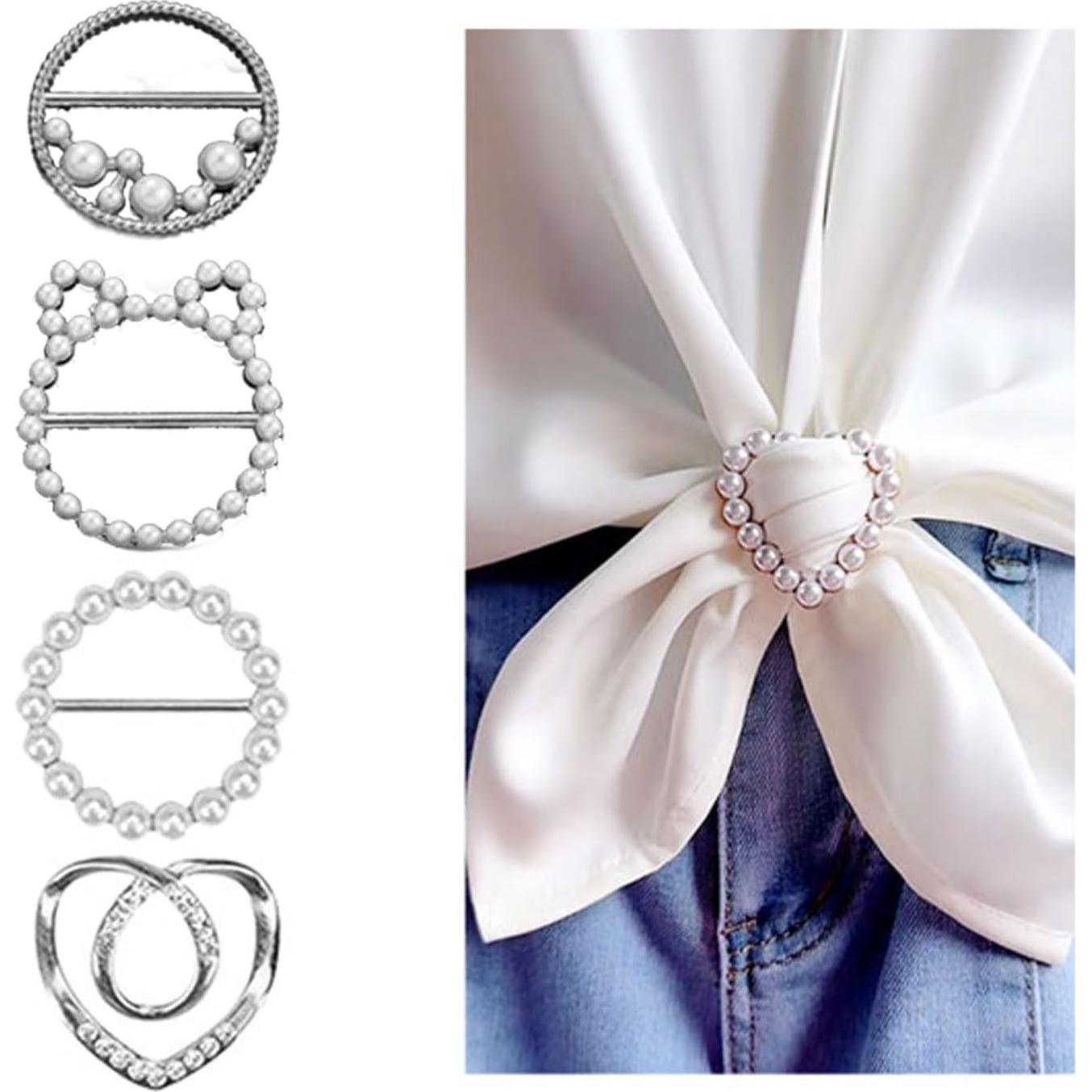 4 Clips de Camisa y Bufanda para Mujeres Decixde - Plata