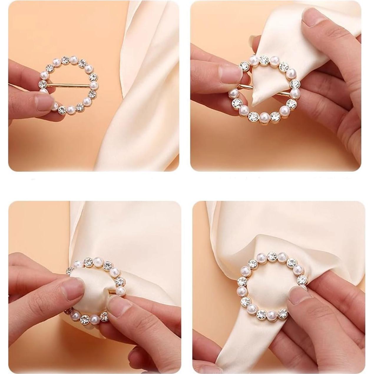 4 Clips de Camisa y Bufanda para Mujeres Decixde - Plata