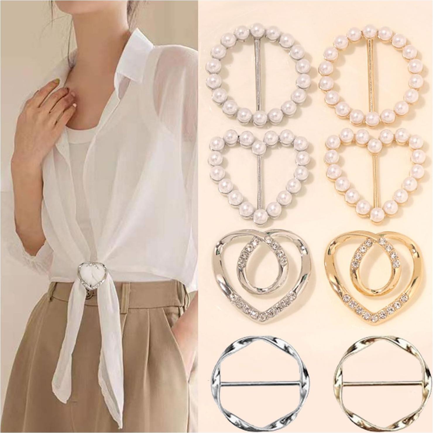 4 Clips de Camisa y Bufanda para Mujeres Decixde - Plata