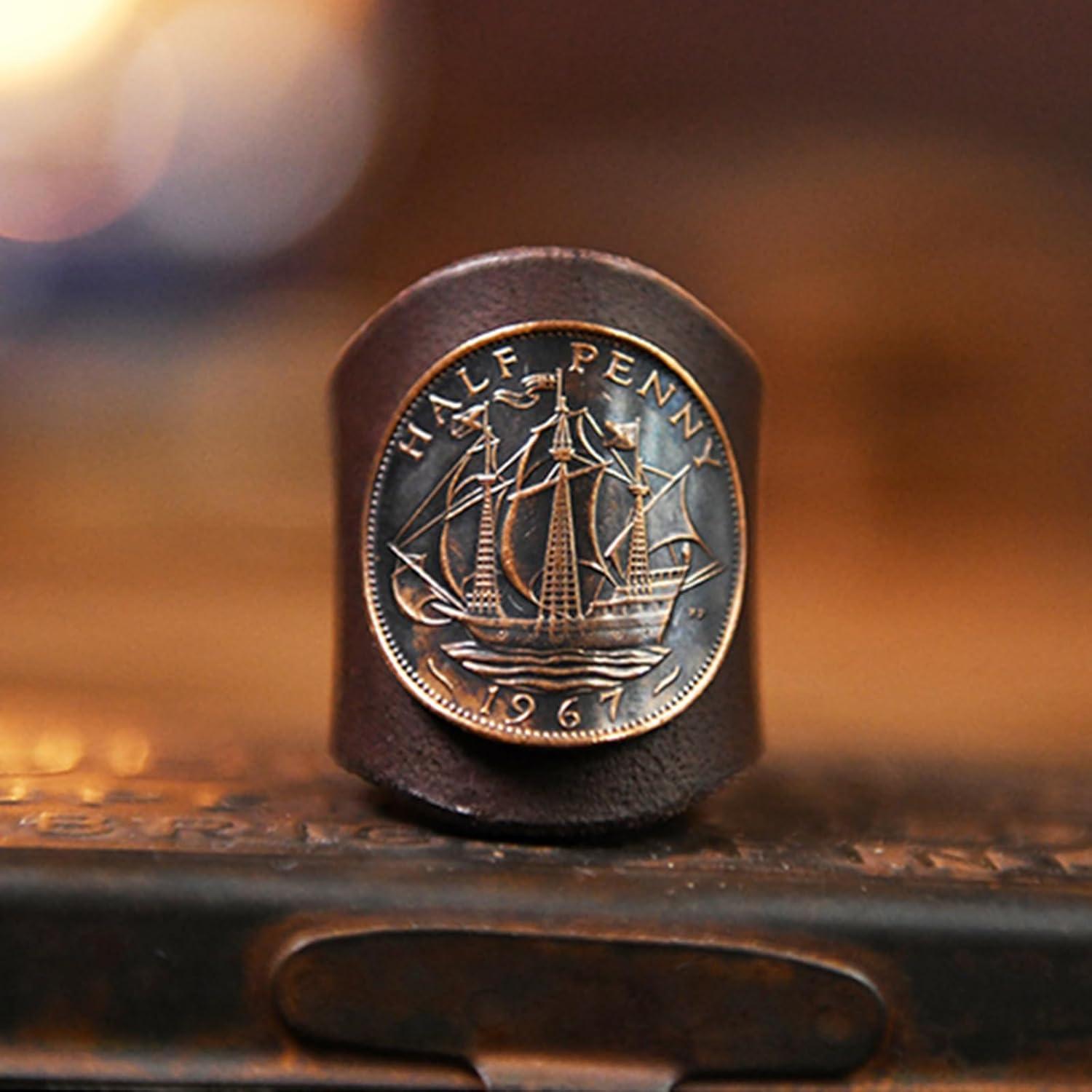 Anillo de Bufanda Cuadrada ETACHI para Hombres - Cuero y Moneda