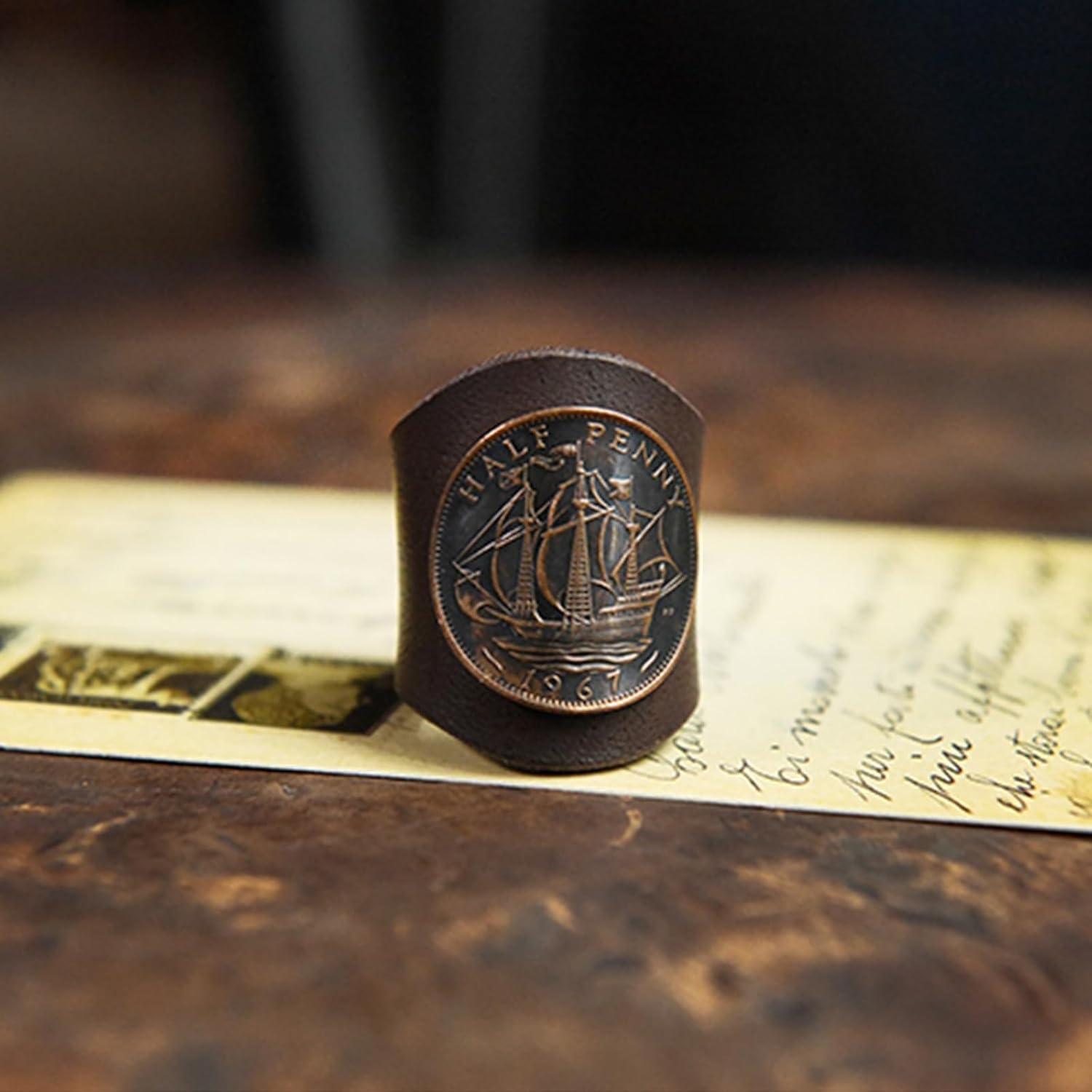 Anillo de Bufanda Cuadrada ETACHI para Hombres - Cuero y Moneda