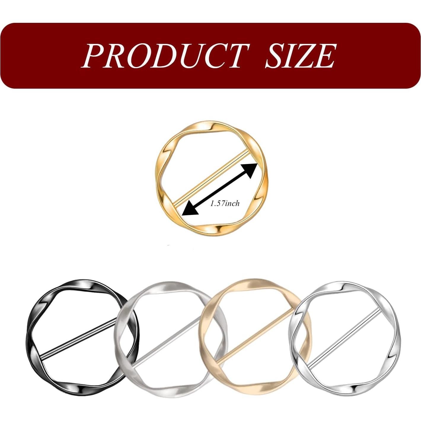 5 Clips de Bufanda Redondos ZIOGAJINE para Mujeres - 40mm