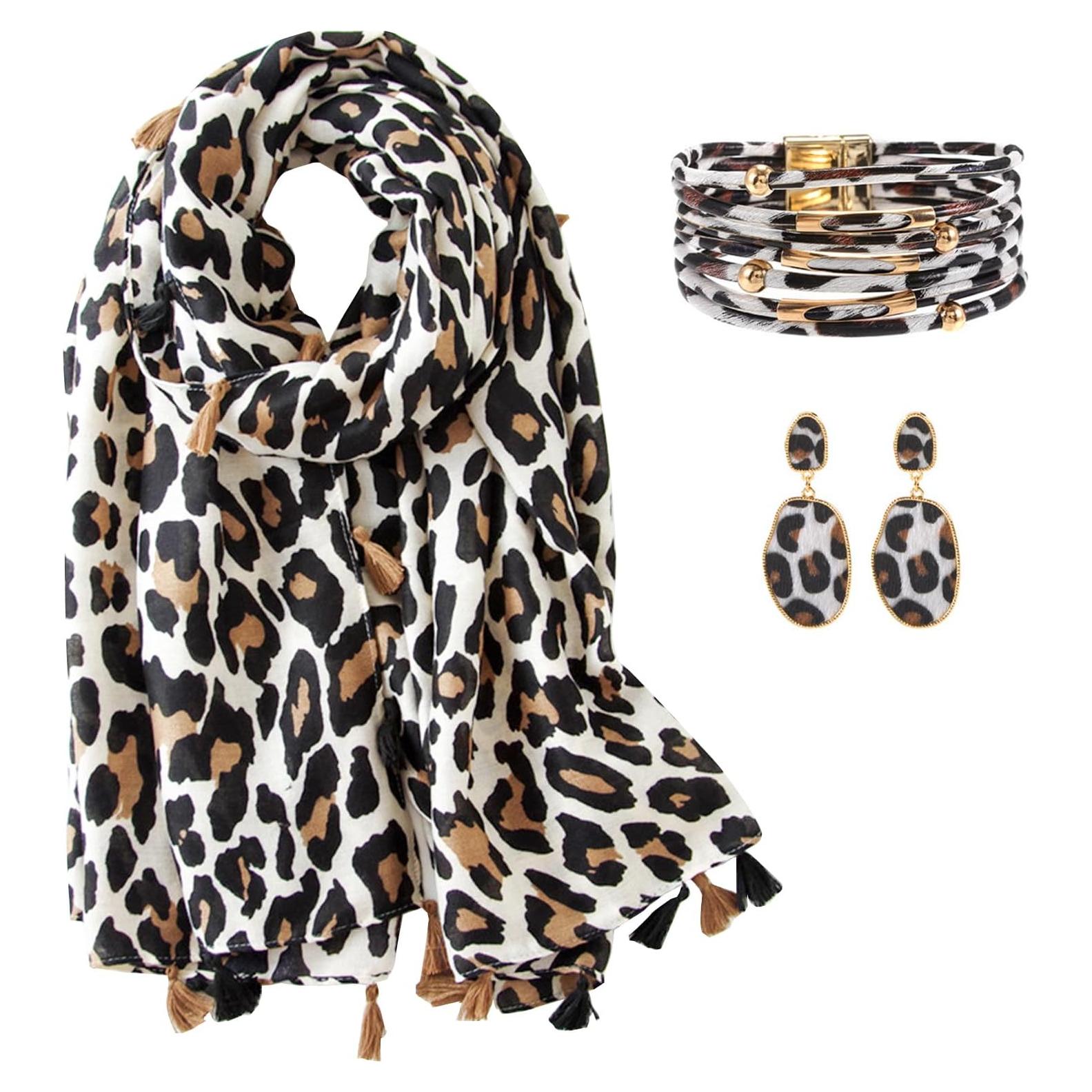 Bufanda Boho Zhxinashu para Mujeres 180x90 cm con Pulsera y Pendientes