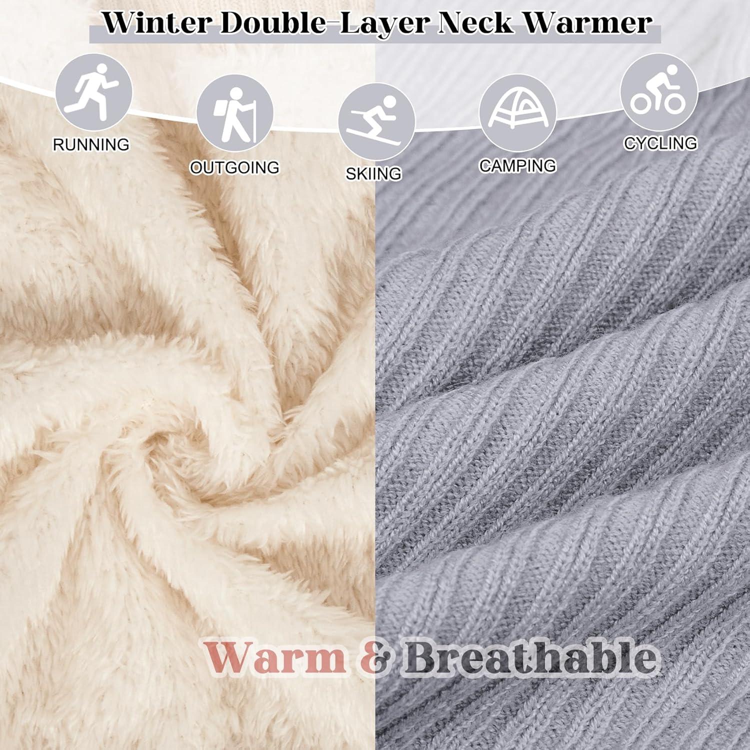 Bufanda Infinita de Invierno Doble Capa Forro Polar Gris