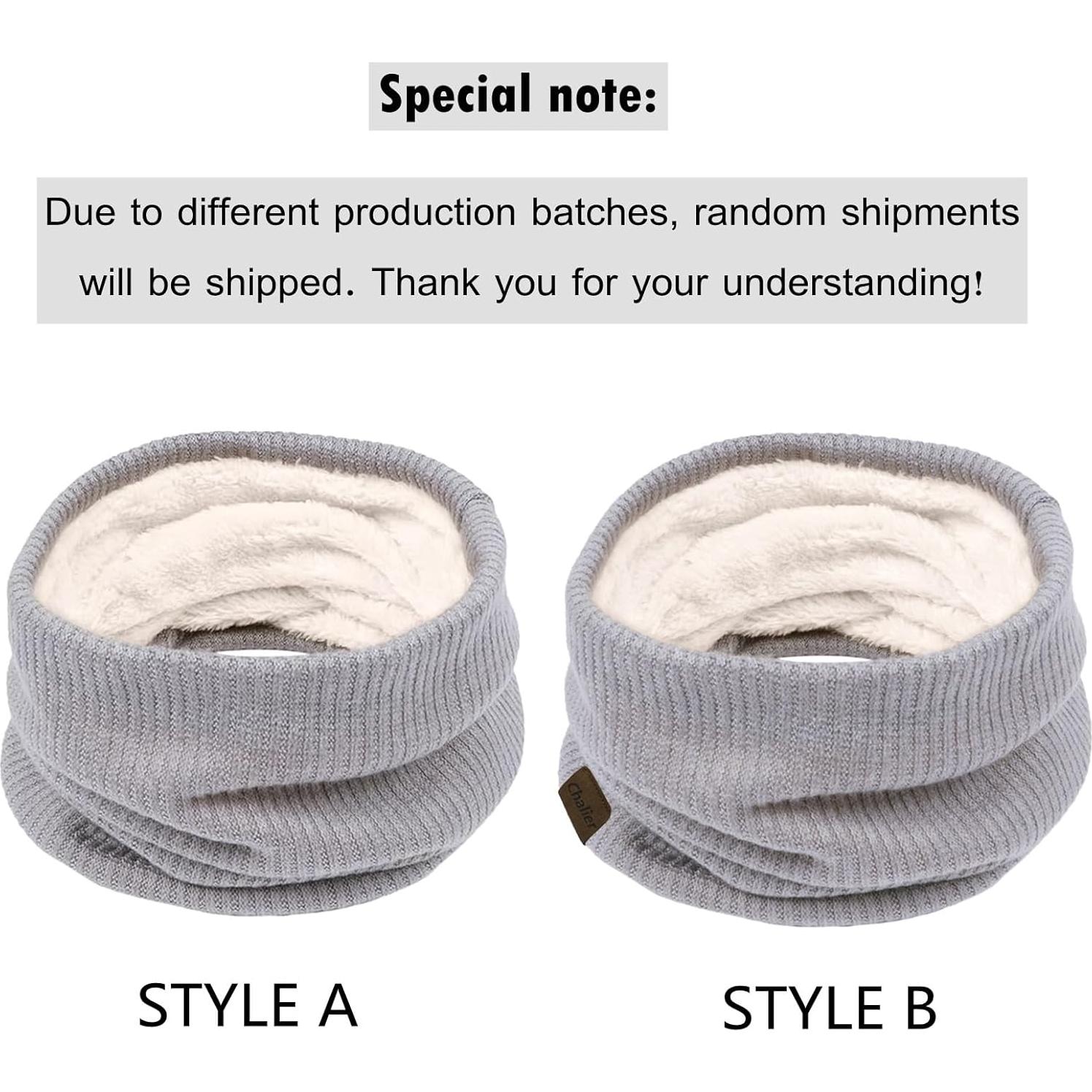 Bufanda Infinita de Invierno Doble Capa Forro Polar Gris