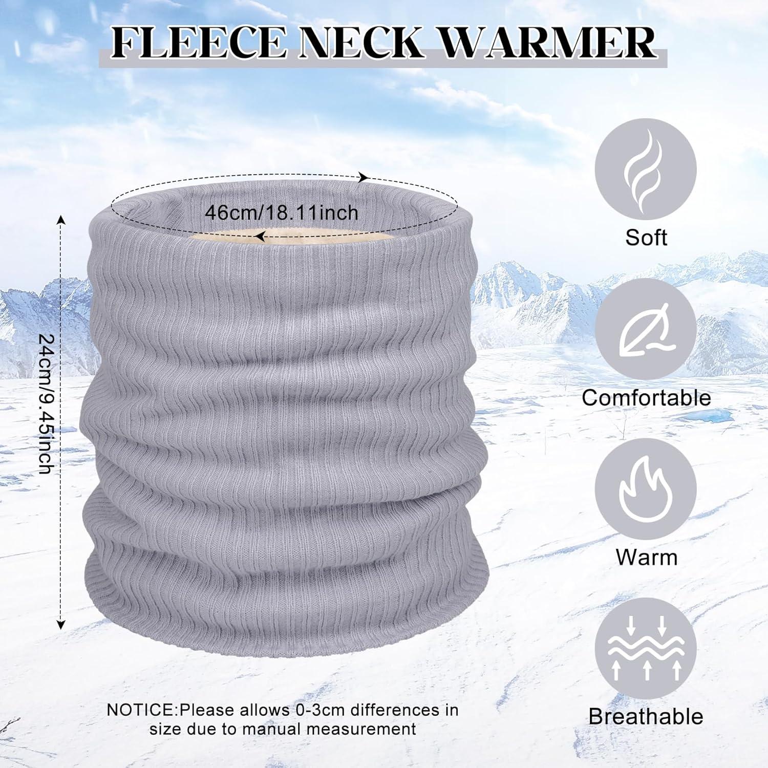 Bufanda Infinita de Invierno Doble Capa Forro Polar Gris