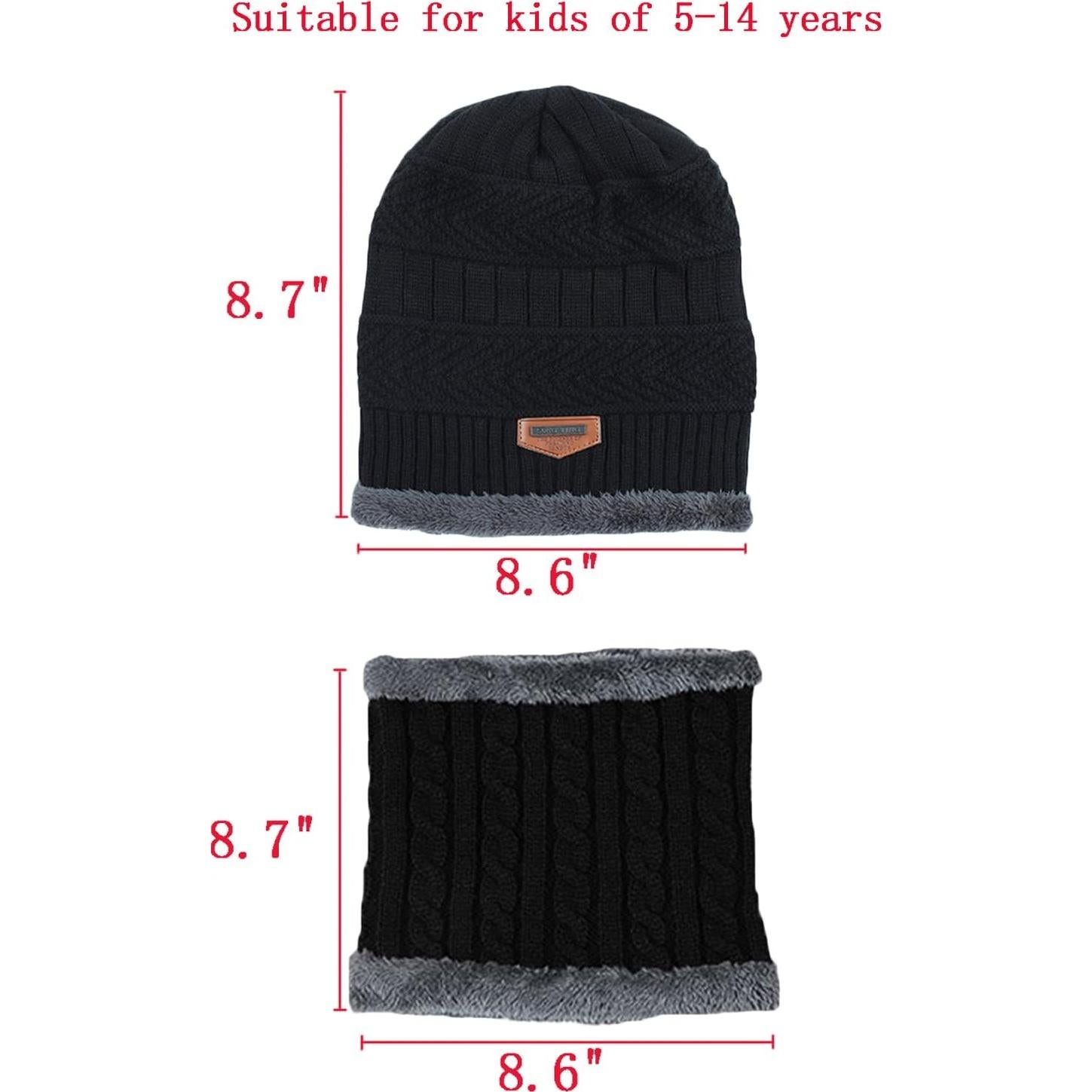 Conjunto de Gorro y Bufanda de Invierno T WILKER para Niños 5-14 Años
