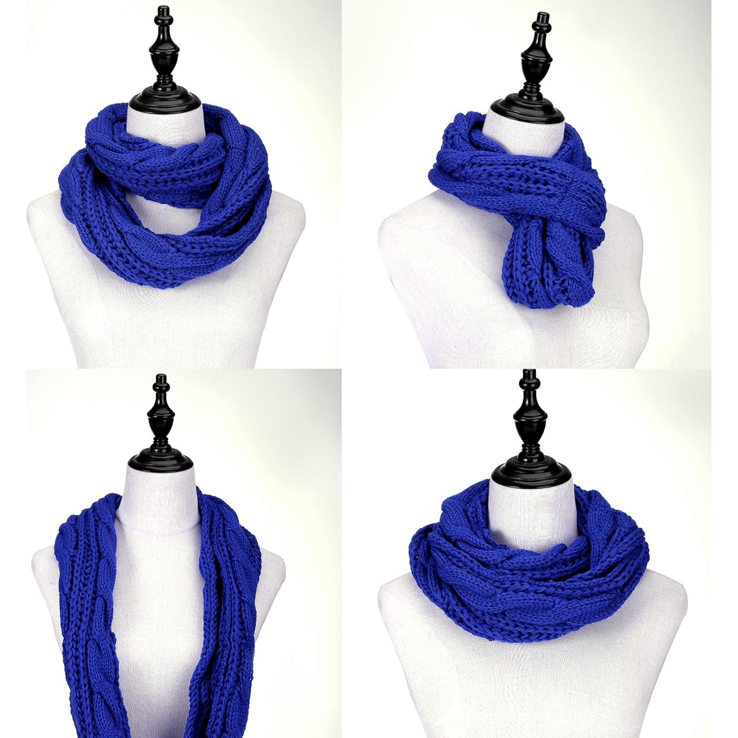 Bufanda Infinita de Invierno para Mujeres - Azul Cálida y Suave