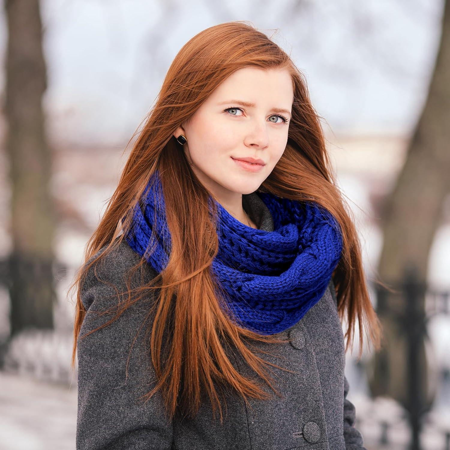 Bufanda Infinita de Invierno para Mujeres - Azul Cálida y Suave