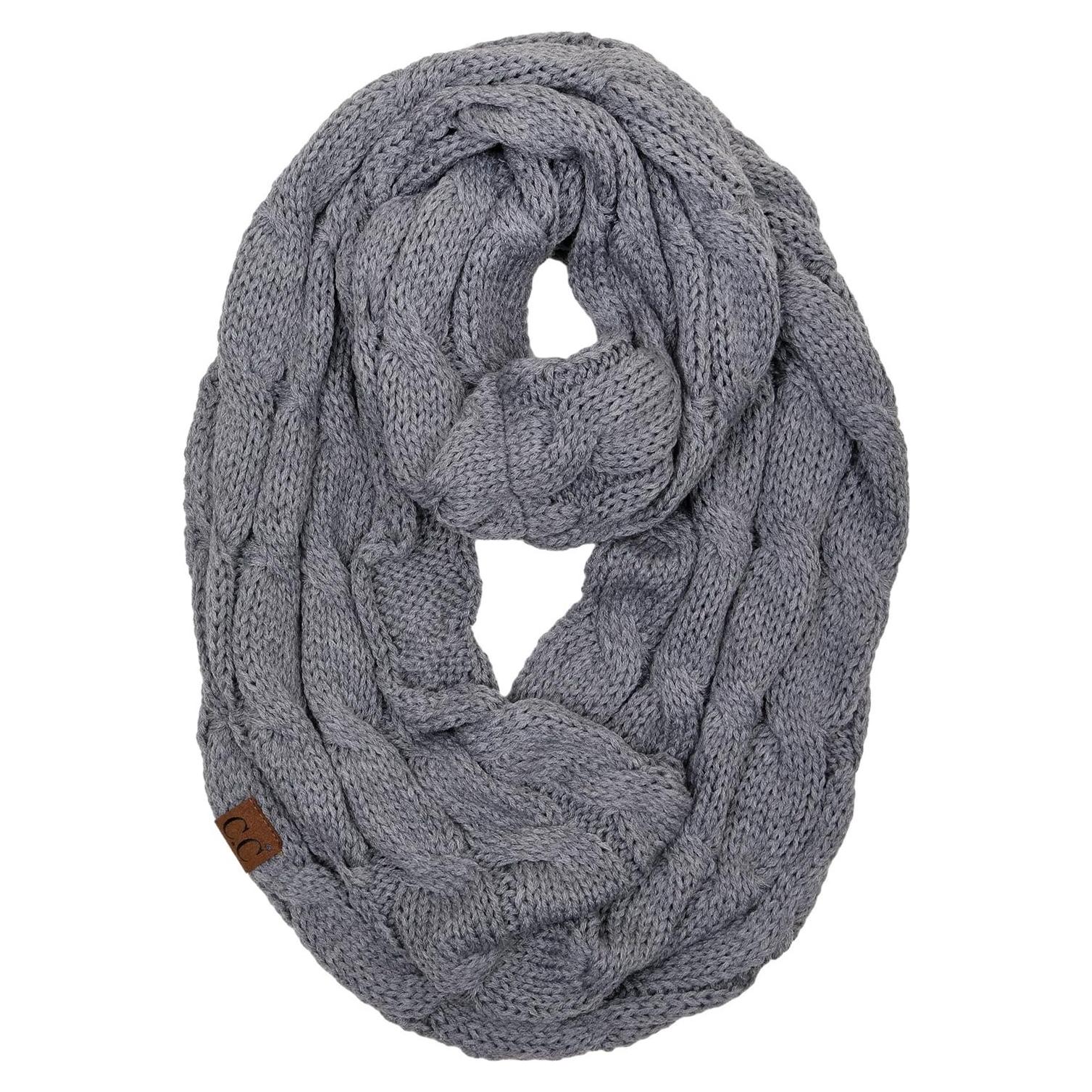 Bufanda Infinity de Cable Trenzado Funky Junque Gris Jaspeado - Mujer