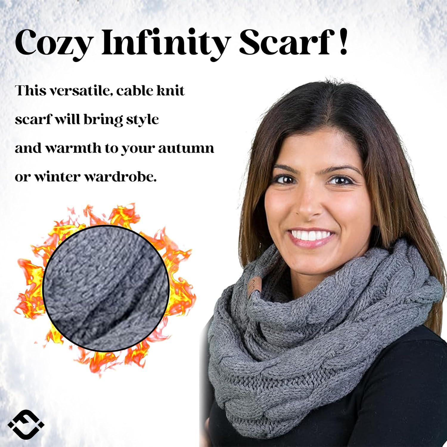 Bufanda Infinity de Cable Trenzado Funky Junque Gris Jaspeado - Mujer