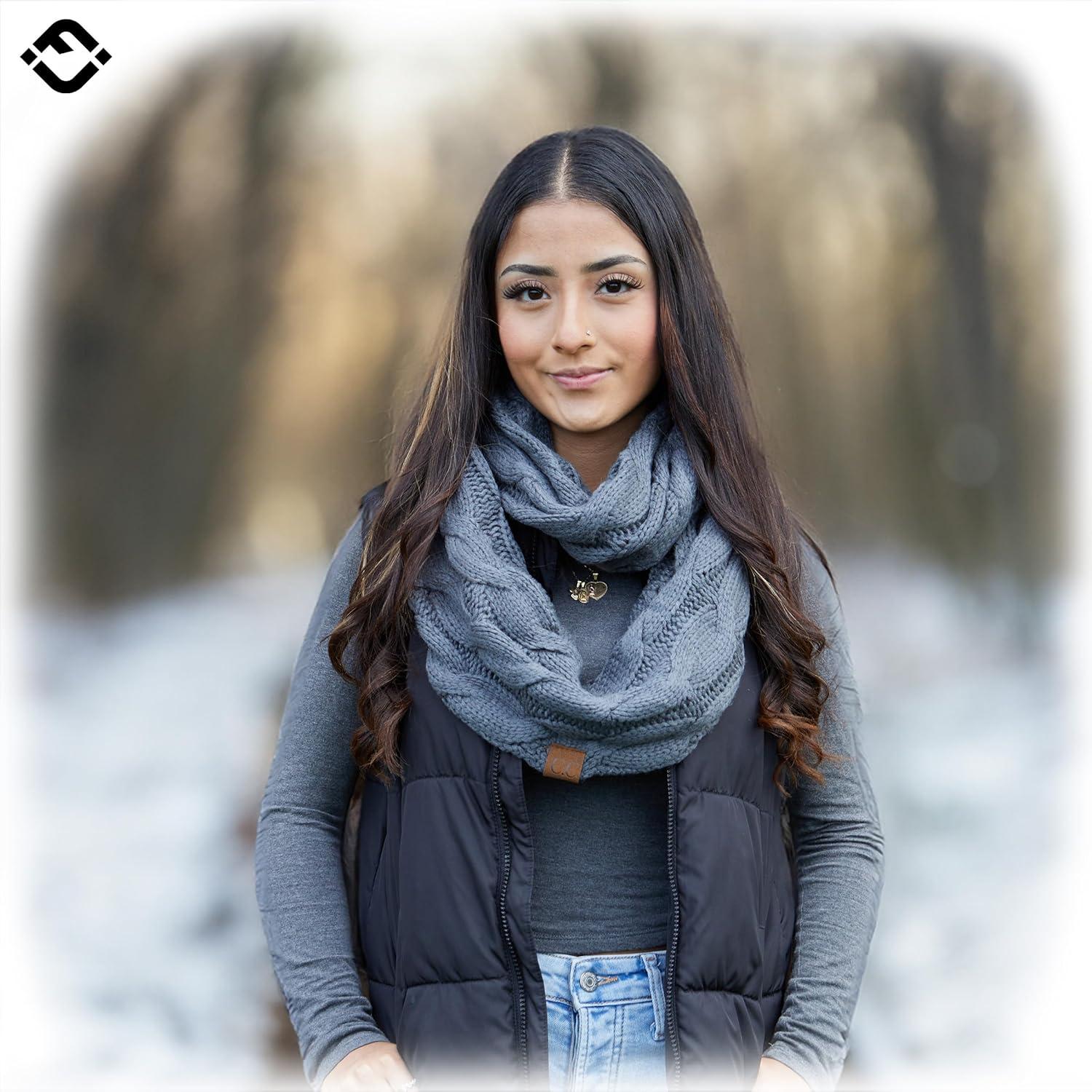 Bufanda Infinity de Cable Trenzado Funky Junque Gris Jaspeado - Mujer