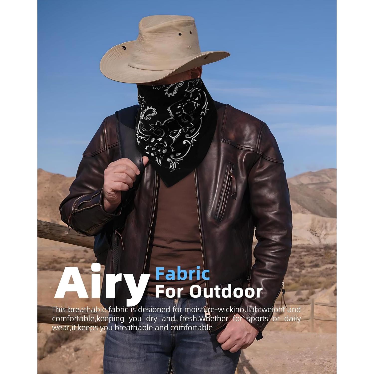 Bufanda Bandana Occidental 100% Algodón 70x70cm con Hebilla de Cuero