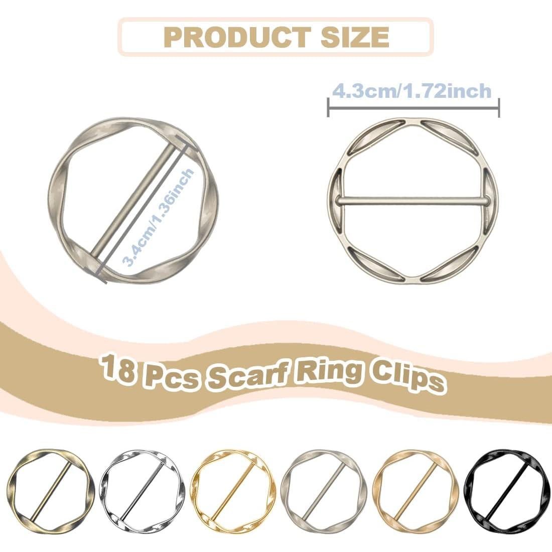 18 Clips Redondos de Metal para Camisas y Bufandas - 6 Colores