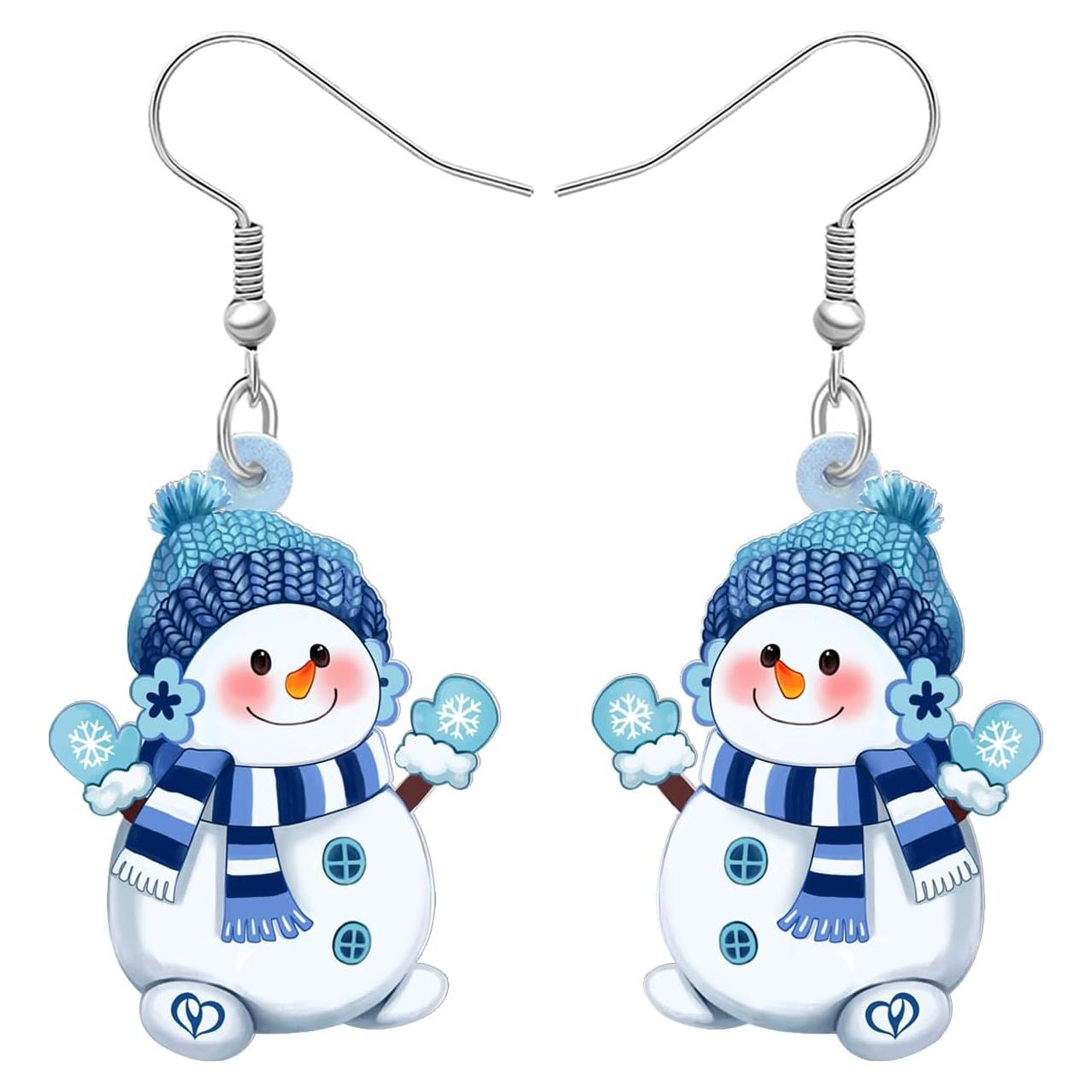 Pendientes de Muñeco de Nieve OUSIO Joyería - Acrílico Azul