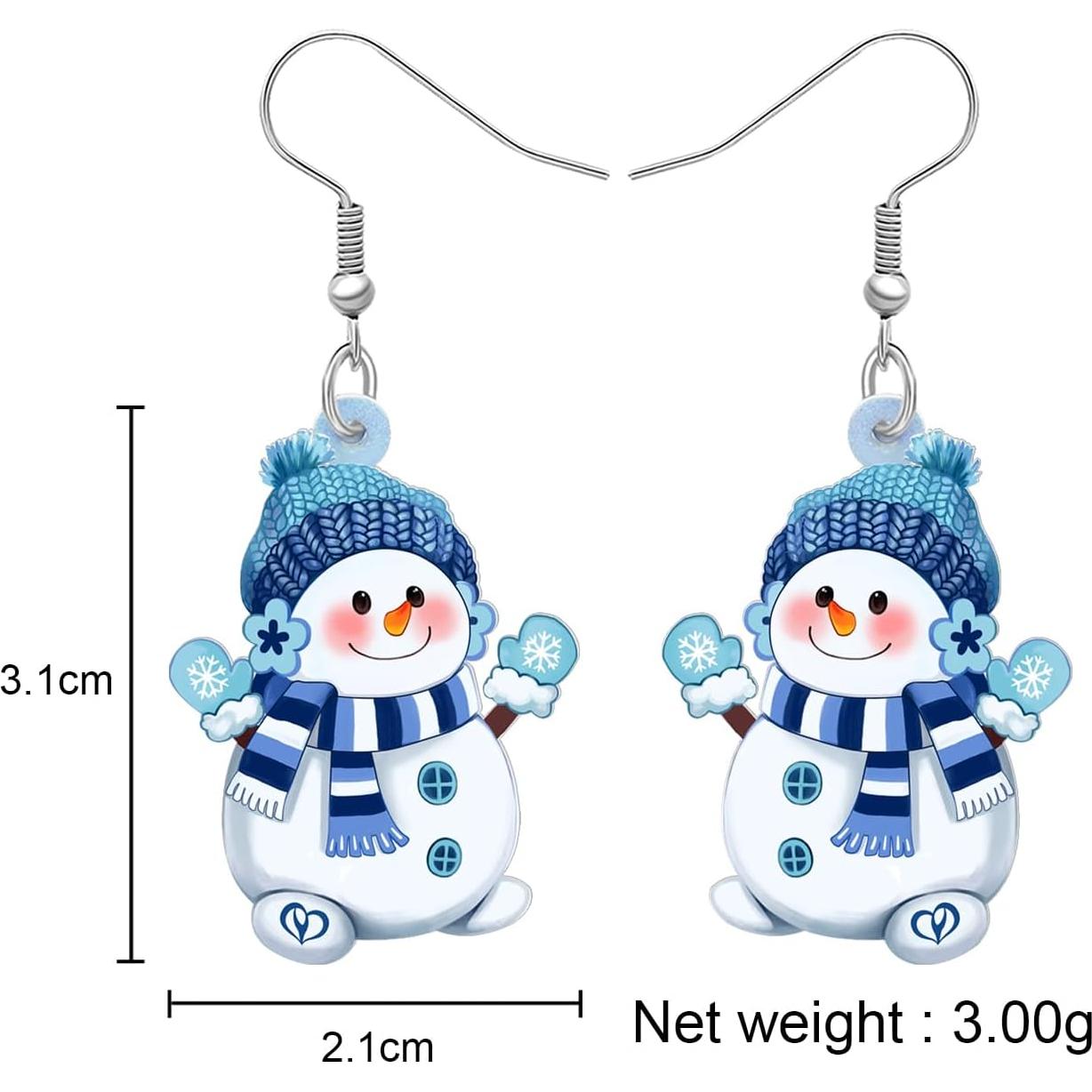 Pendientes de Muñeco de Nieve OUSIO Joyería - Acrílico Azul
