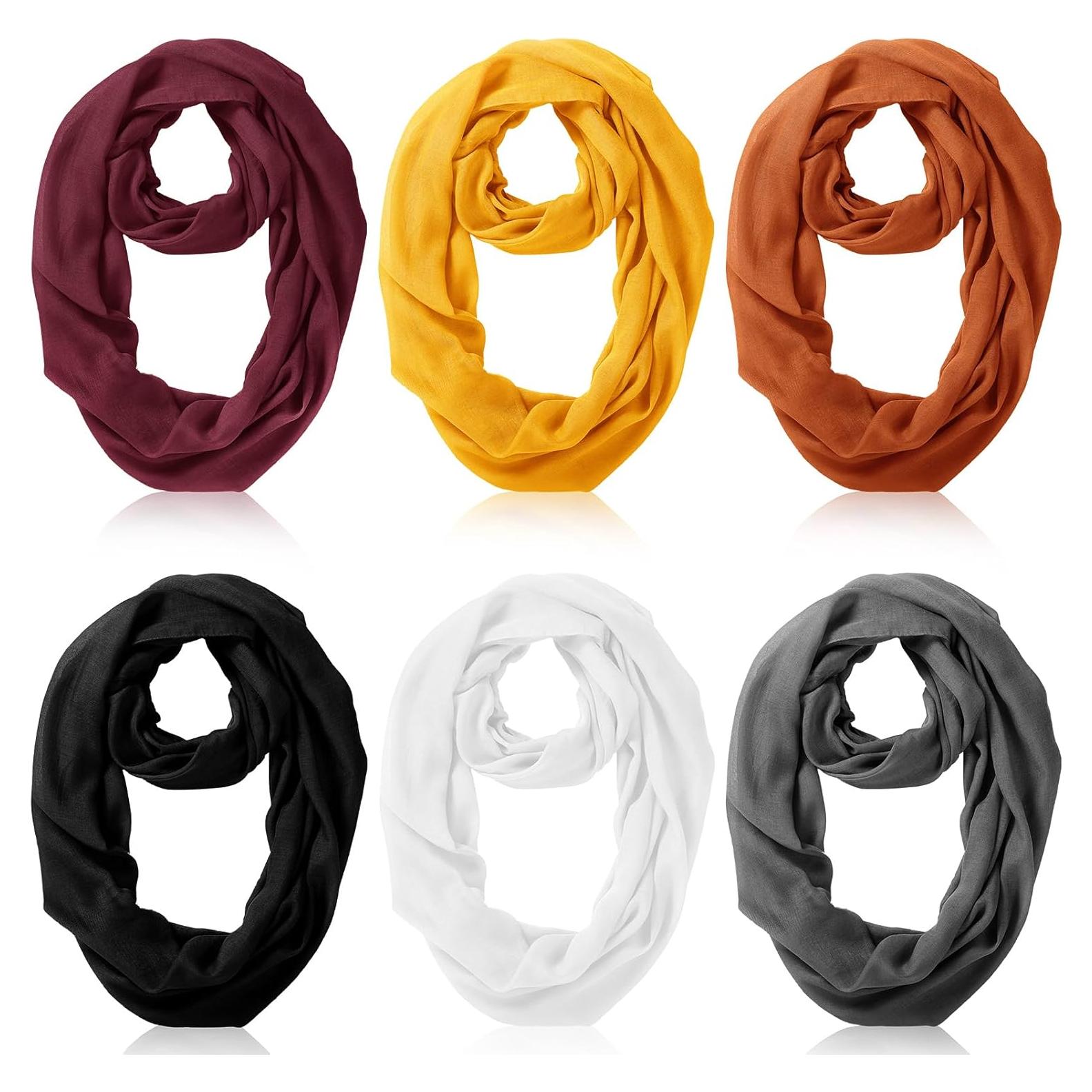 Bufandas Infinita 6 Pcs Handepo para Mujeres Color Sólido