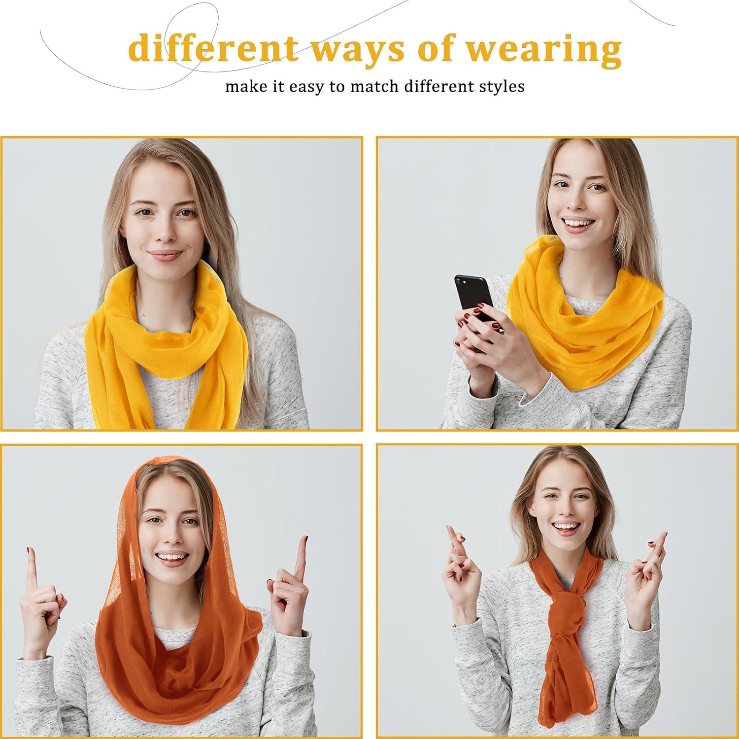 Bufandas Infinita 6 Pcs Handepo para Mujeres Color Sólido