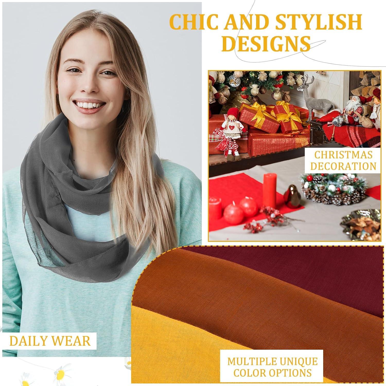 Bufandas Infinita 6 Pcs Handepo para Mujeres Color Sólido