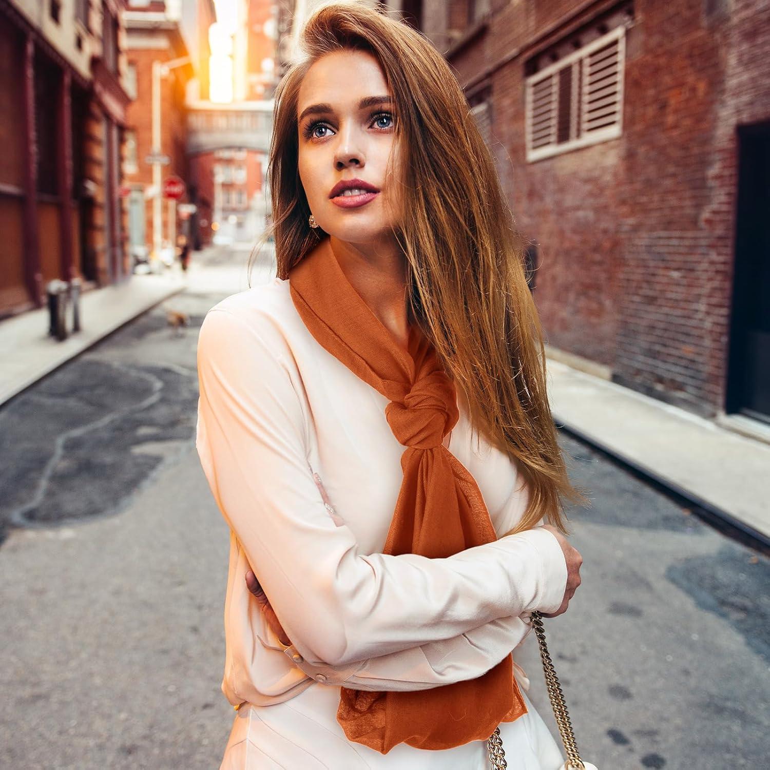 Bufandas Infinita 6 Pcs Handepo para Mujeres Color Sólido