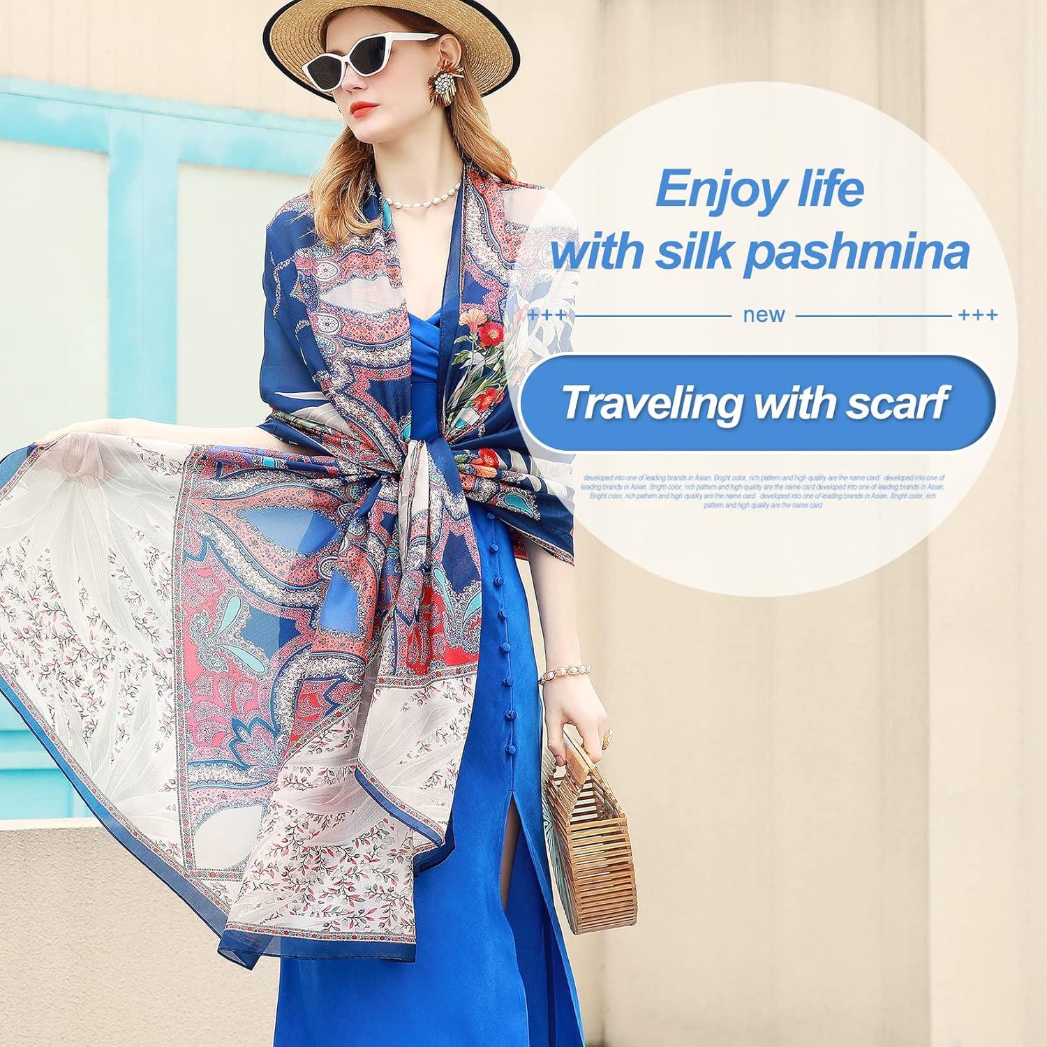 Bufanda de Seda Morera Xinmurffy 100% Floral 210x110 cm