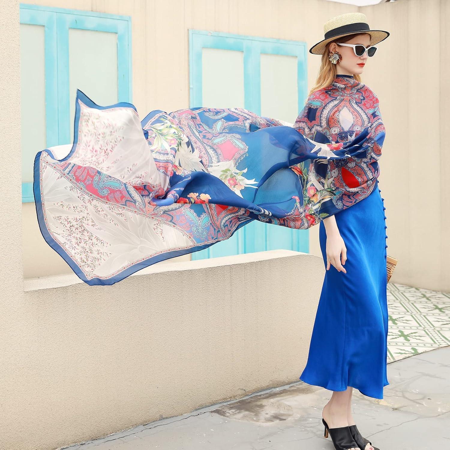 Bufanda de Seda Morera Xinmurffy 100% Floral 210x110 cm