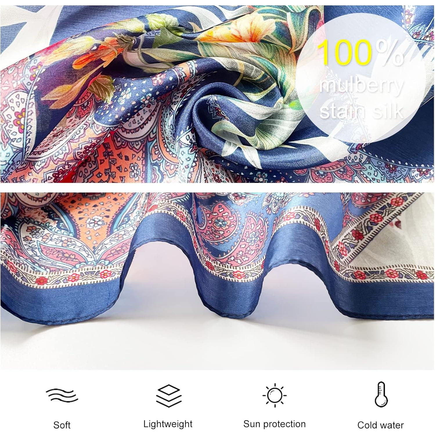 Bufanda de Seda Morera Xinmurffy 100% Floral 210x110 cm