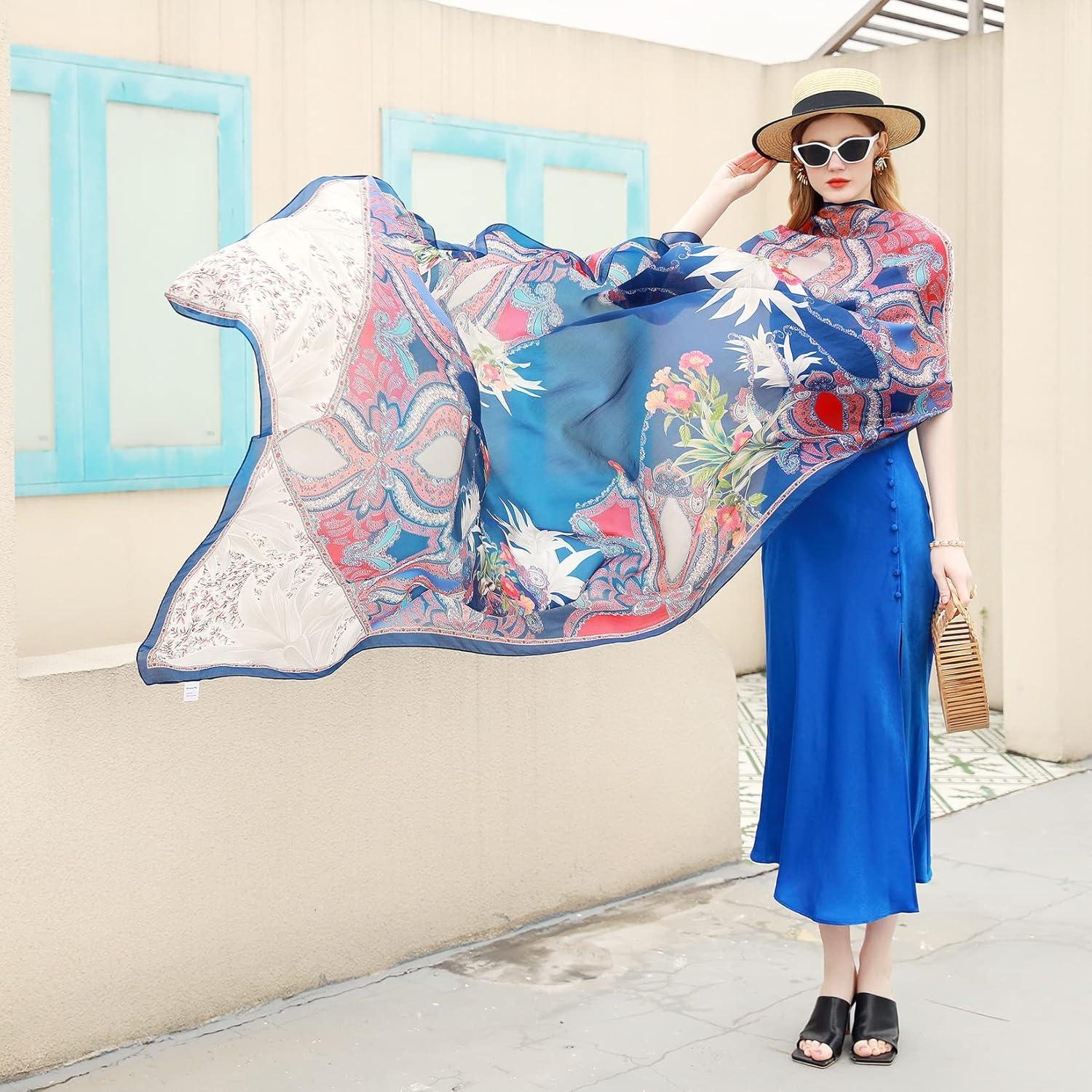 Bufanda de Seda Morera Xinmurffy 100% Floral 210x110 cm