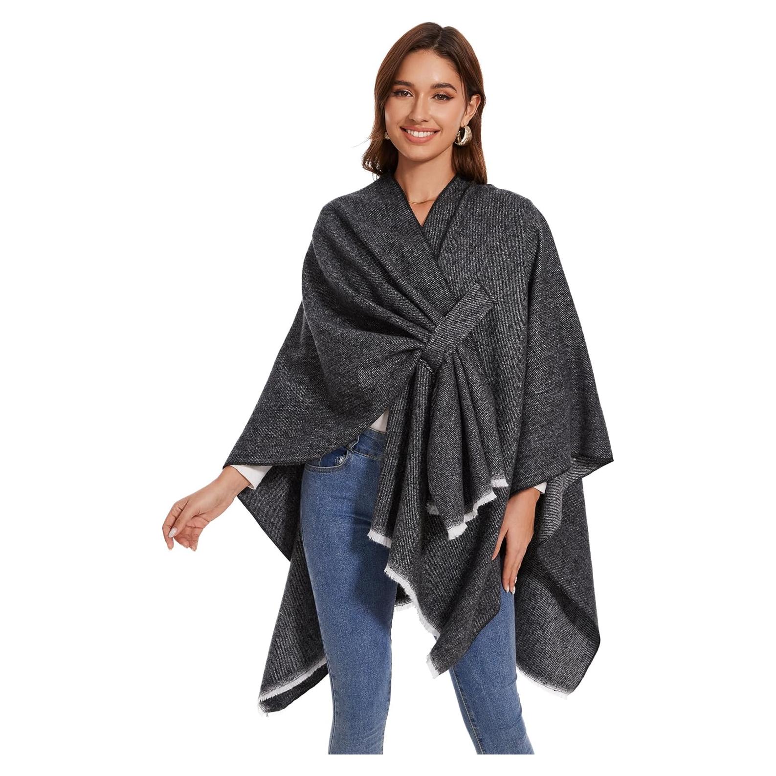 Chal Elegante para Mujeres - Capa Tejida Abierta 135x155cm